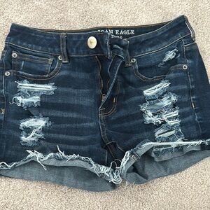American Eagle Outfitters Blue Distressed Jean Shorts